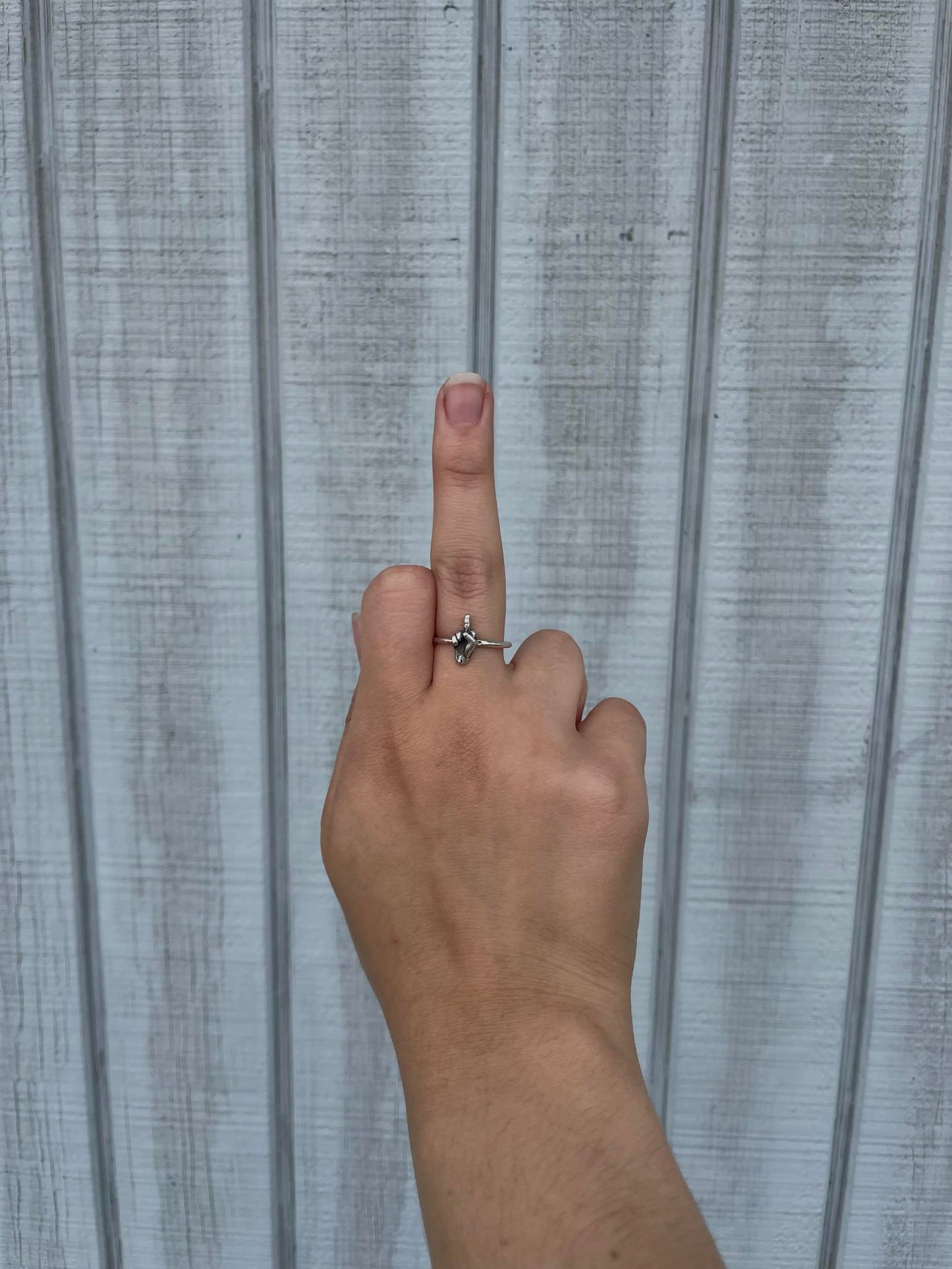 Sterling Silver Middle Finger "The Bird" Ring