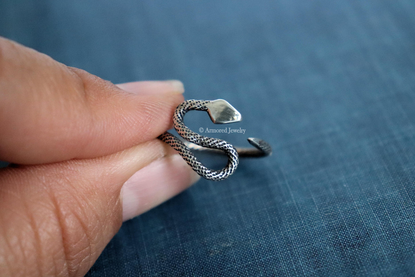 Sterling Silver Snake Adjustable Wrap Ring