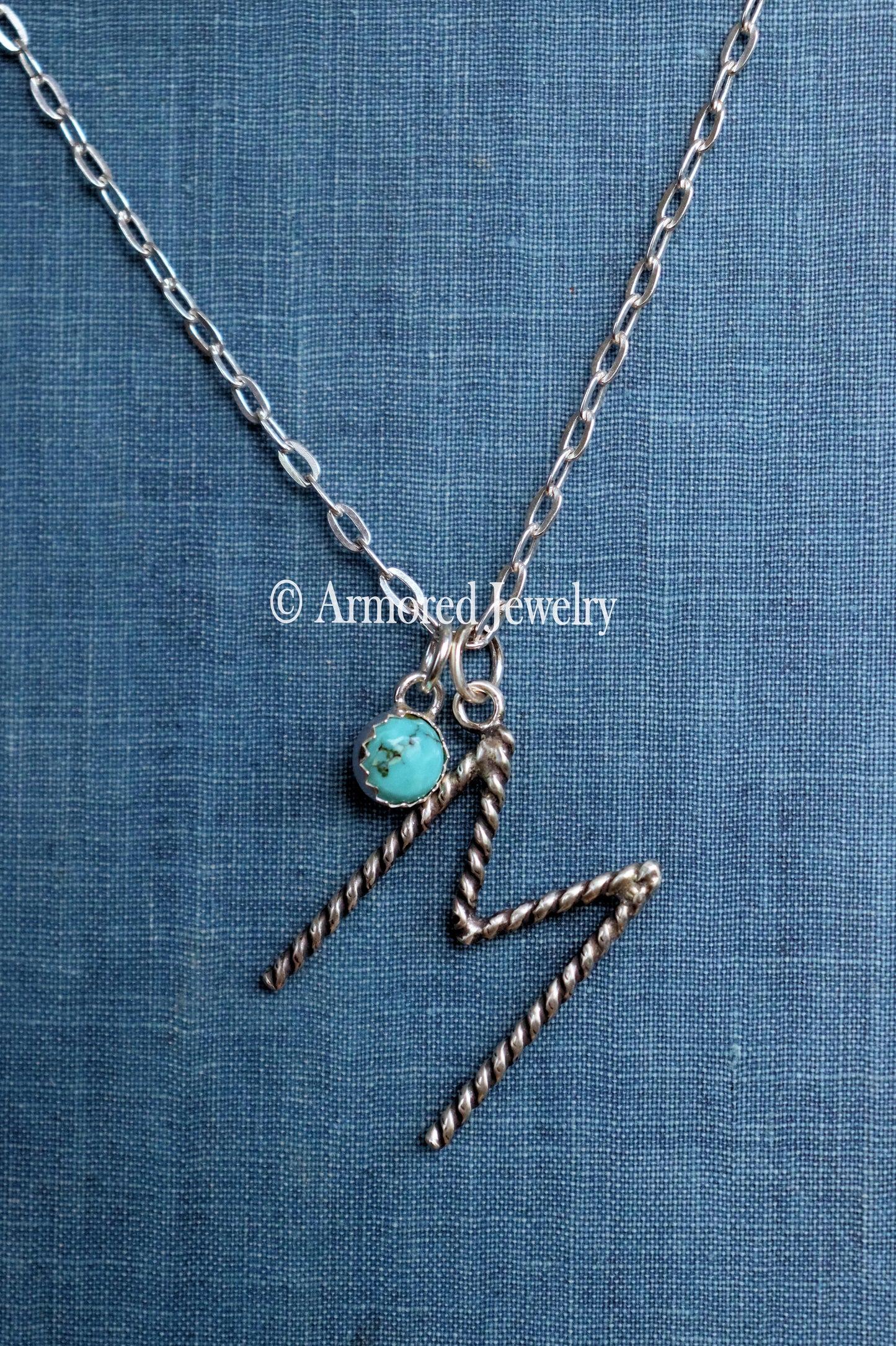 Sterling Silver Ranch Cattle Brand Initial Charm Neckace