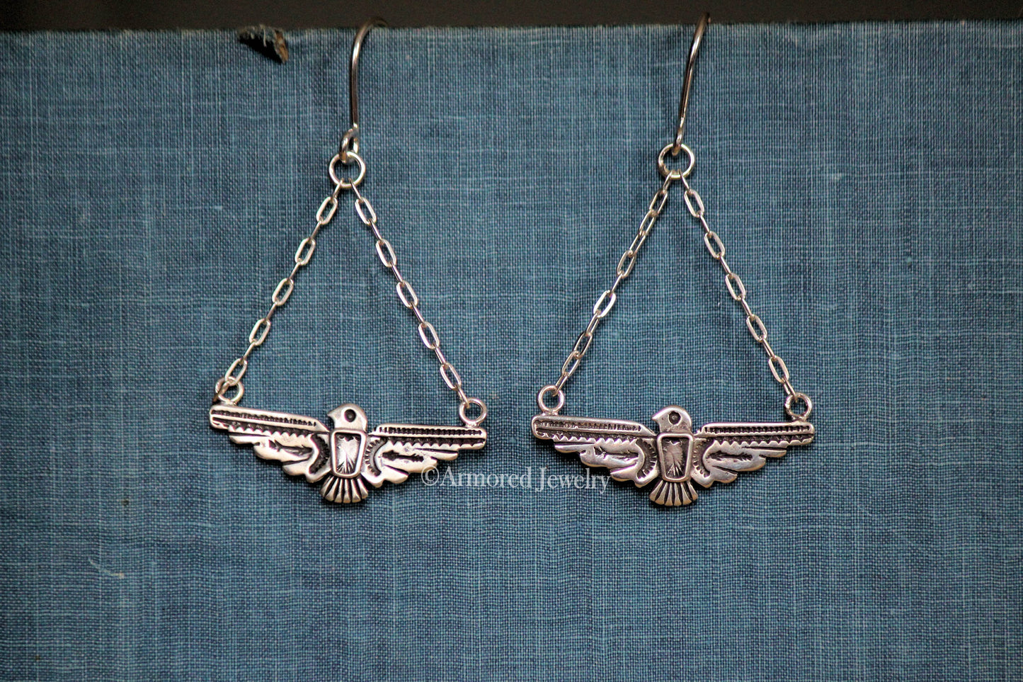Sterling Silver Thunderbird Chandelier Earrings