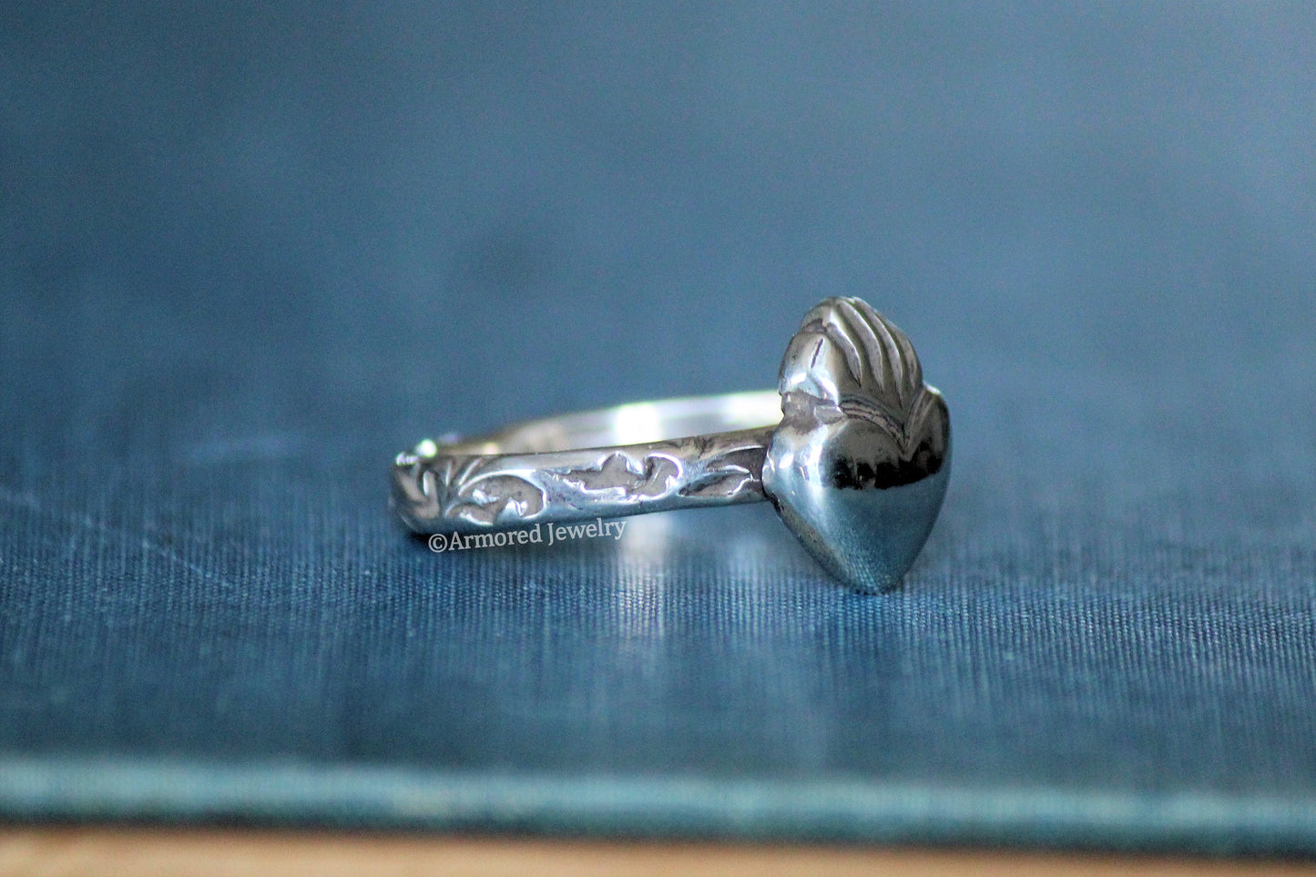 Sterling Silver Flaming Sacred Heart Ring