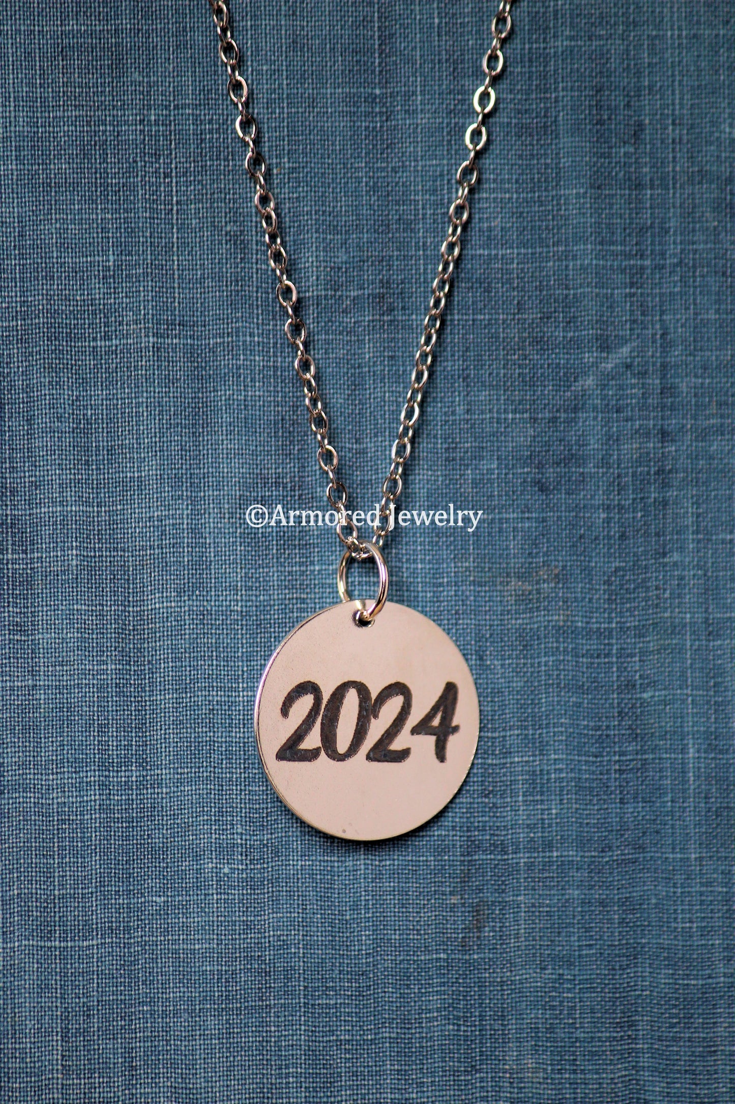 19mm Sterling Silver Personalized Round Disc Necklace