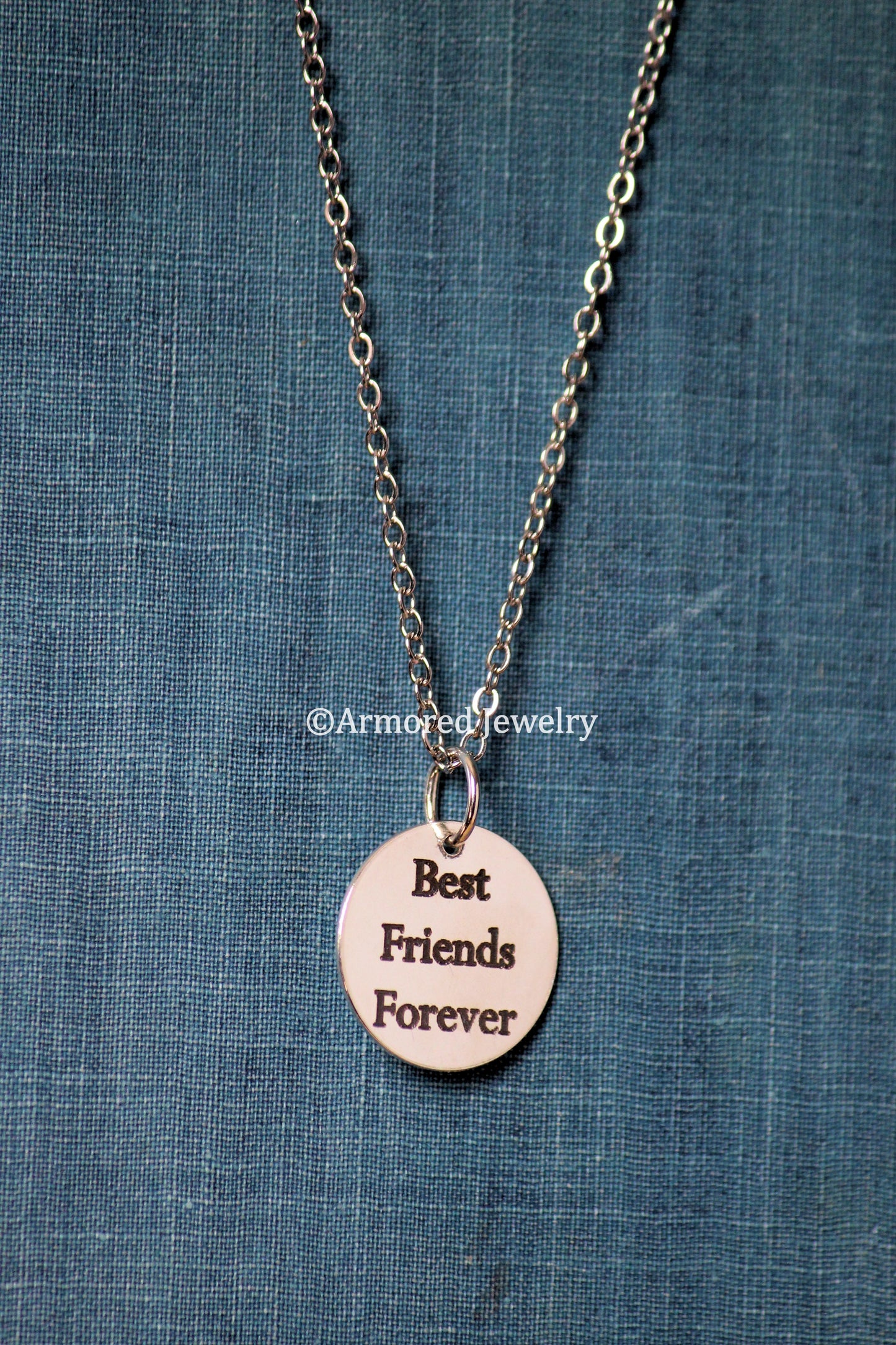 Medium Sterling Silver Personalized Round Disc Necklace