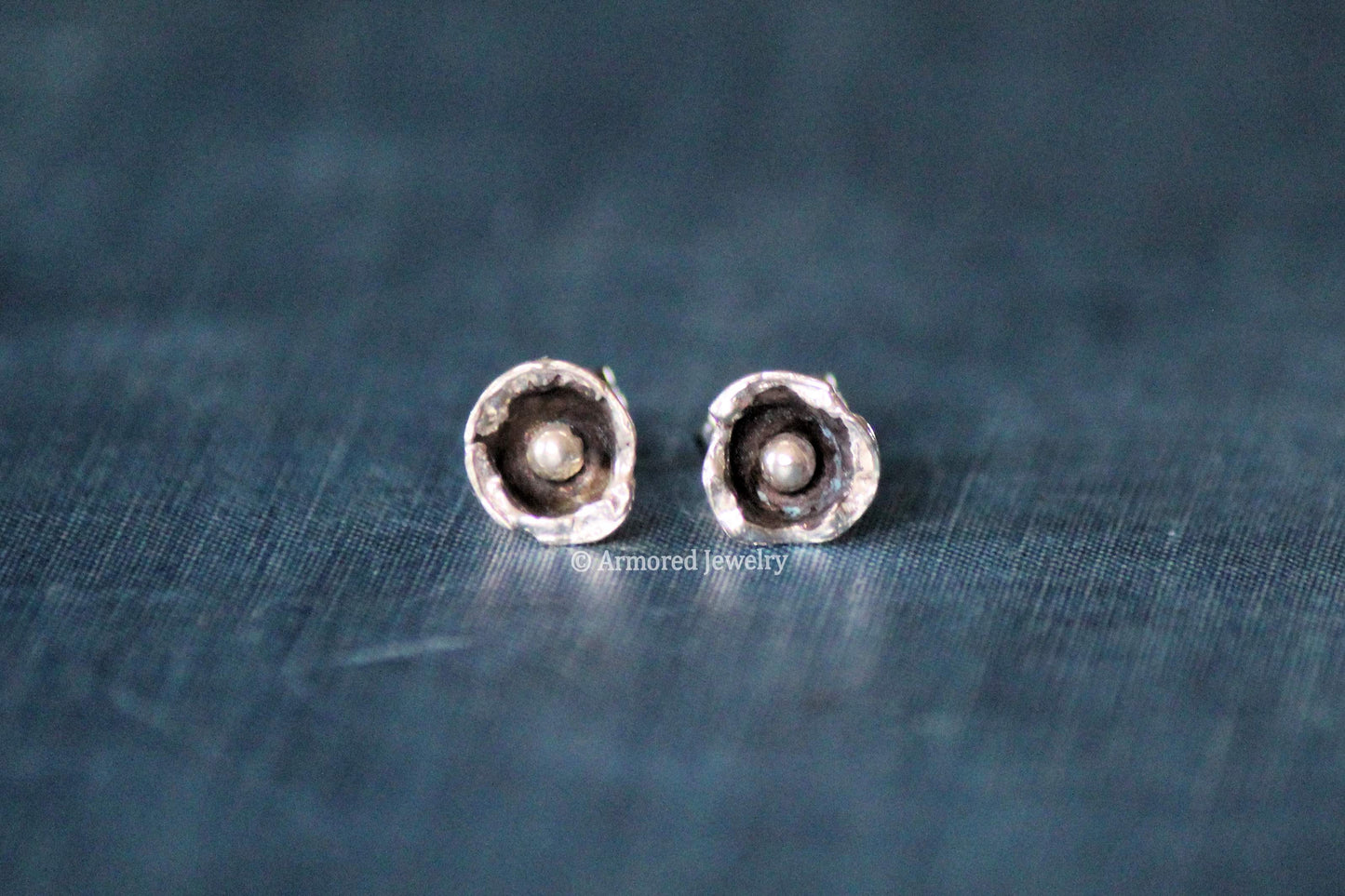 Sterling Silver Poppy Flower Earrings