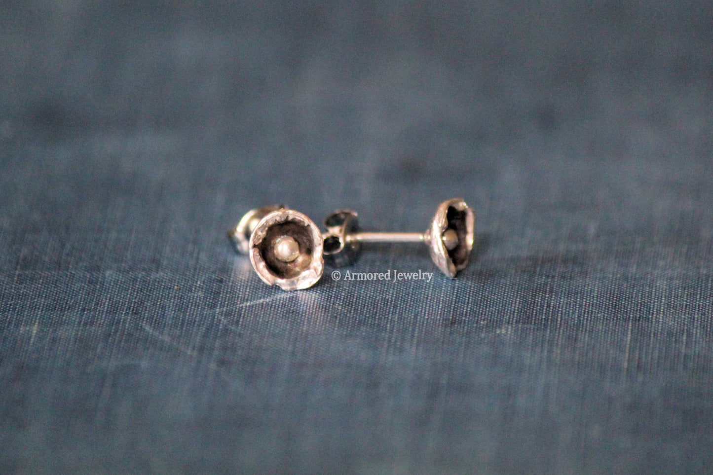 Sterling Silver Poppy Flower Earrings