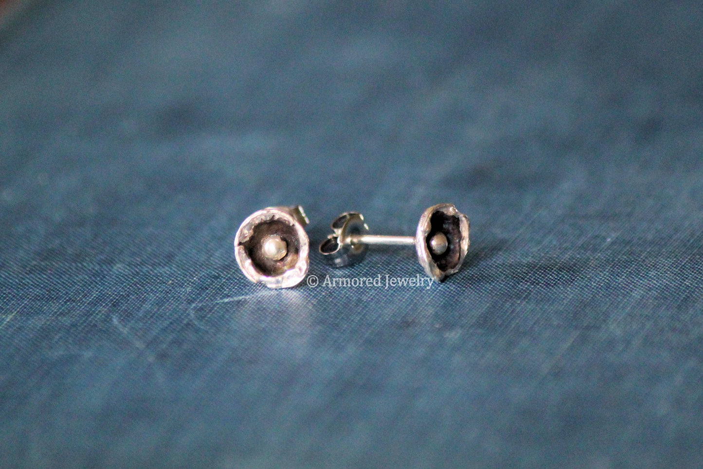 Sterling Silver Poppy Flower Earrings