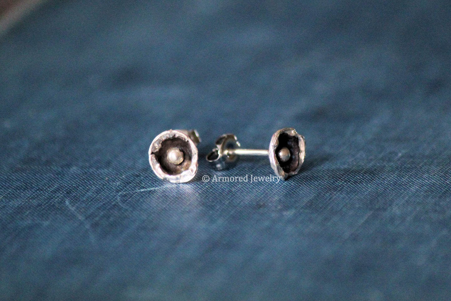 Sterling Silver Poppy Flower Earrings