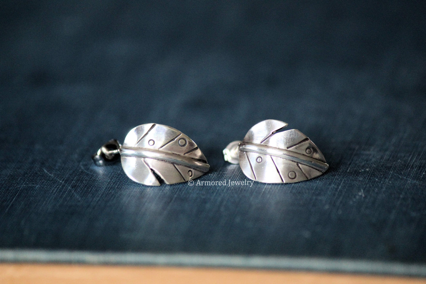 Sterling Silver Leaf Stud Earrings