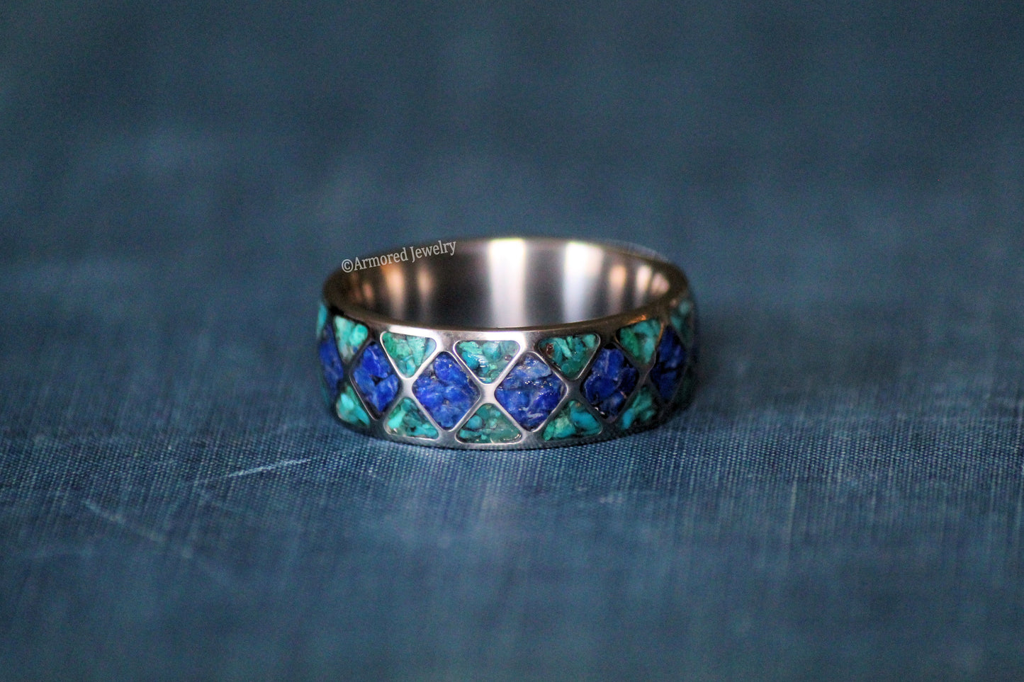 Titanium Inlay Diamond & Triangle Ring