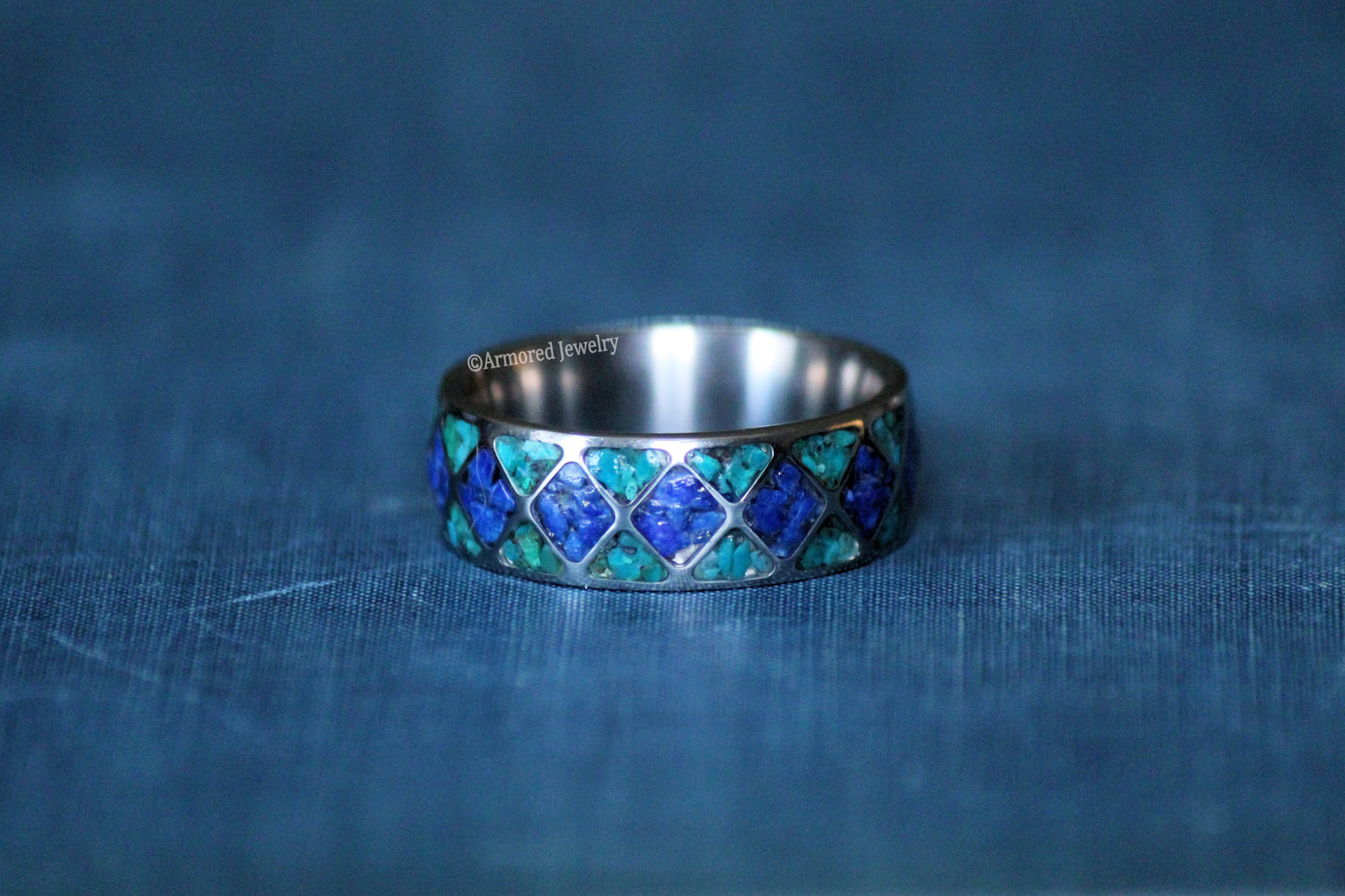 Titanium Inlay Diamond & Triangle Ring