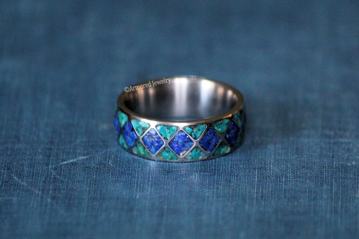 Titanium Inlay Diamond & Triangle Ring