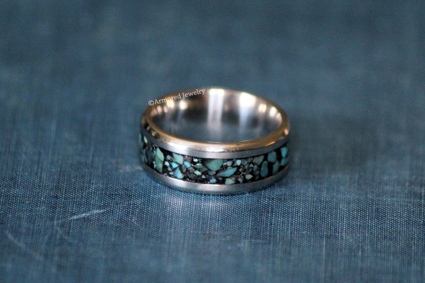 Stainless Steel Turquoise Inlay Ring