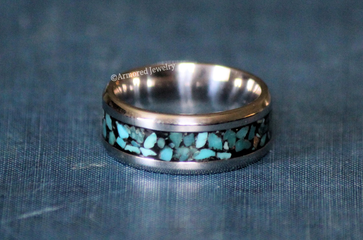 Stainless Steel Turquoise Inlay Ring