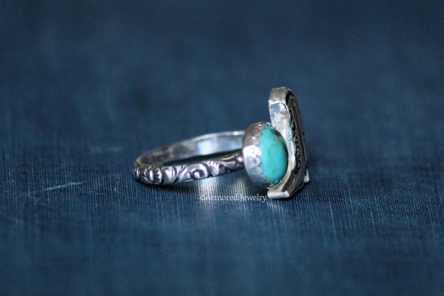 Sterling Silver Turquoise & Cowgirl Boot Adjustable Ring