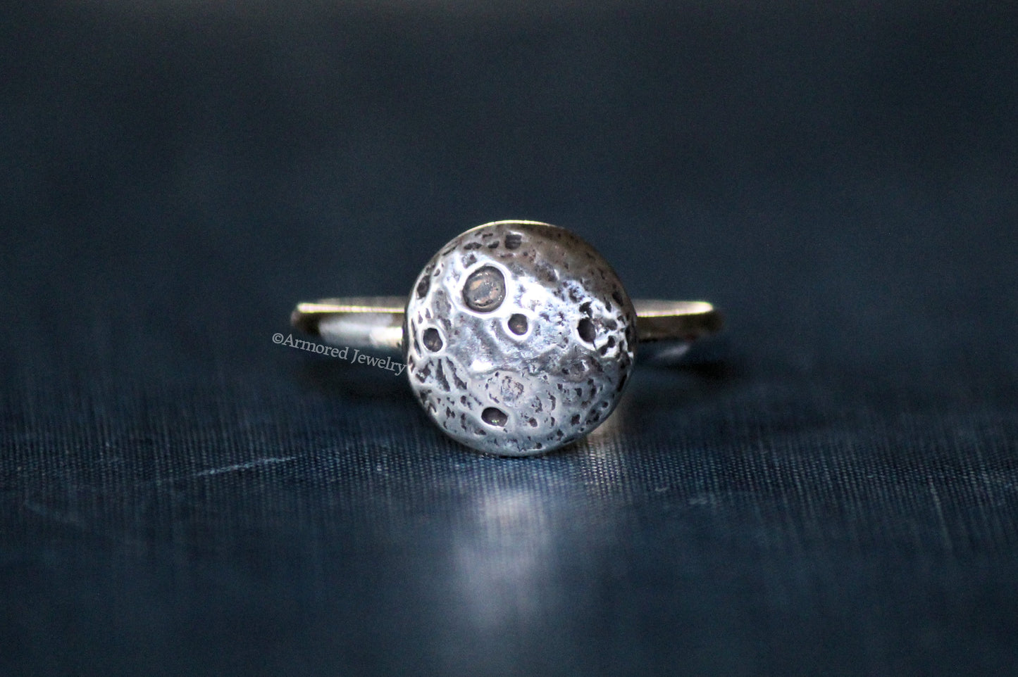 Sterling silver realistic full moon Ring