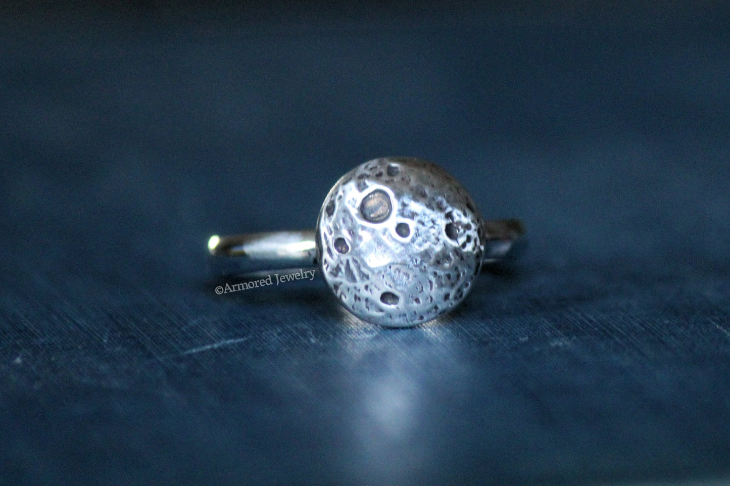 Sterling silver realistic full moon Ring