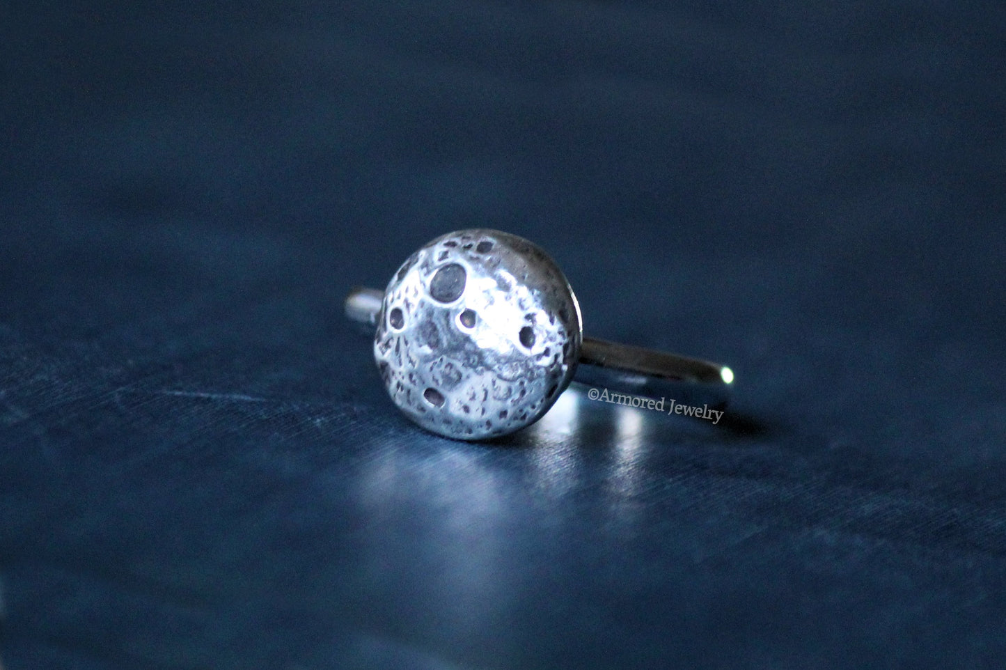 Sterling silver realistic full moon Ring