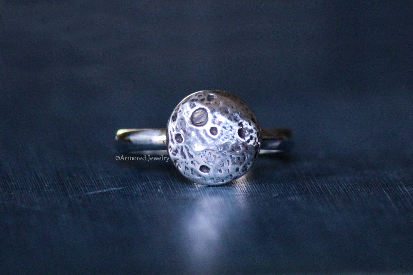 Sterling silver realistic full moon Ring