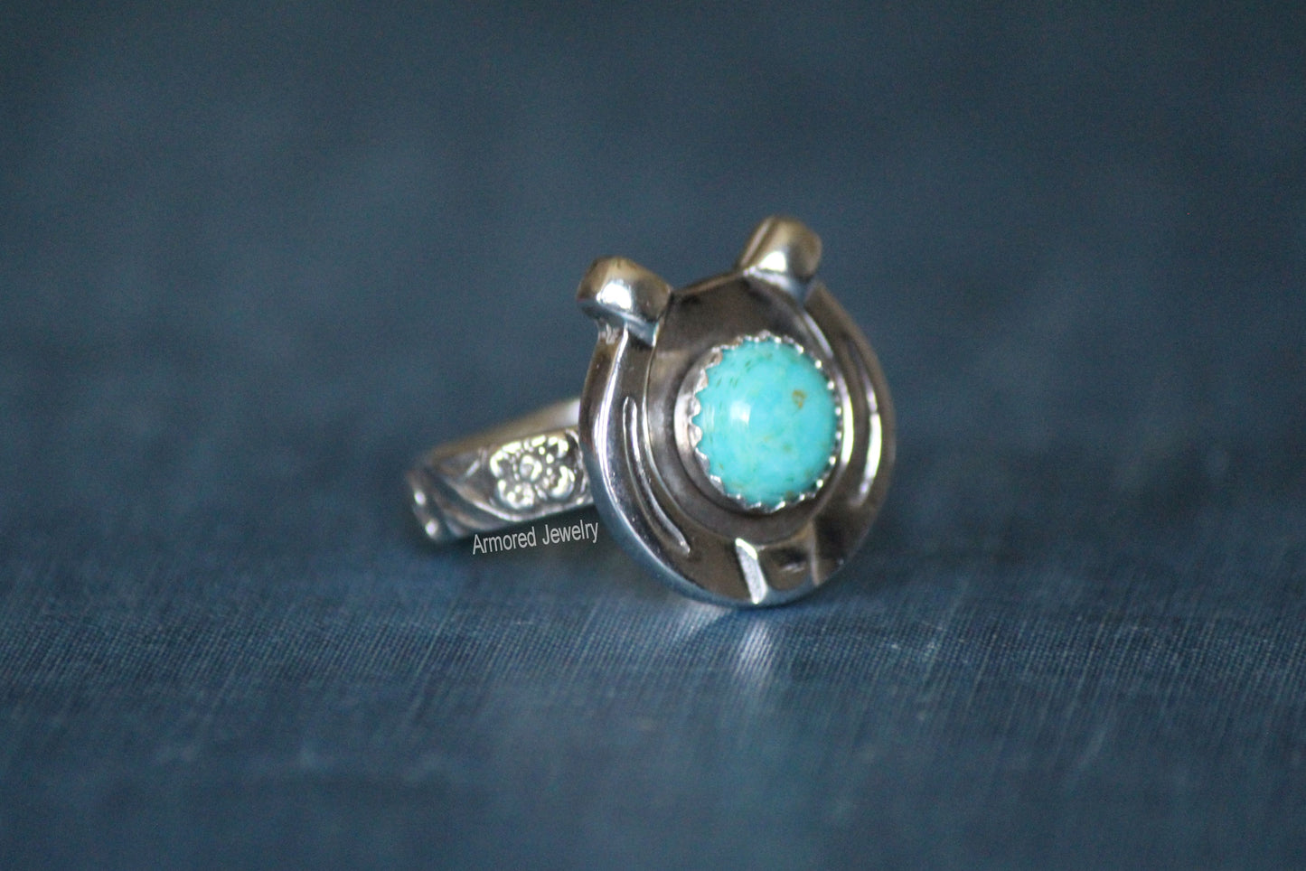 Sterling silver Horseshoe ring with turquoise