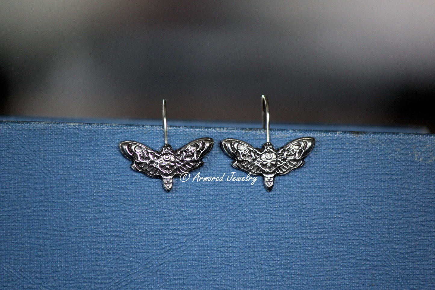 Sterling Silver Deaths head hawkmoth earrings