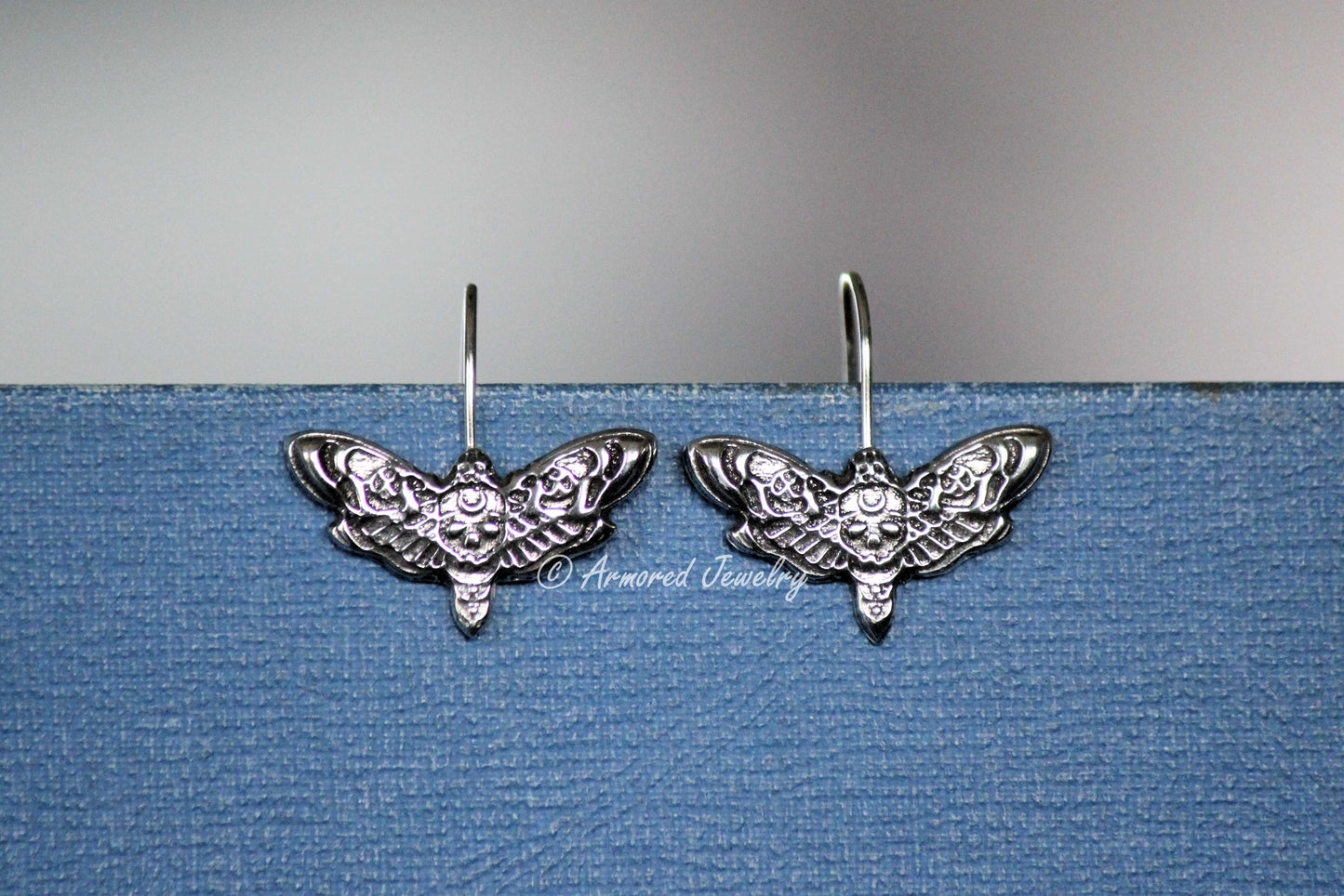 Sterling Silver Deaths head hawkmoth earrings