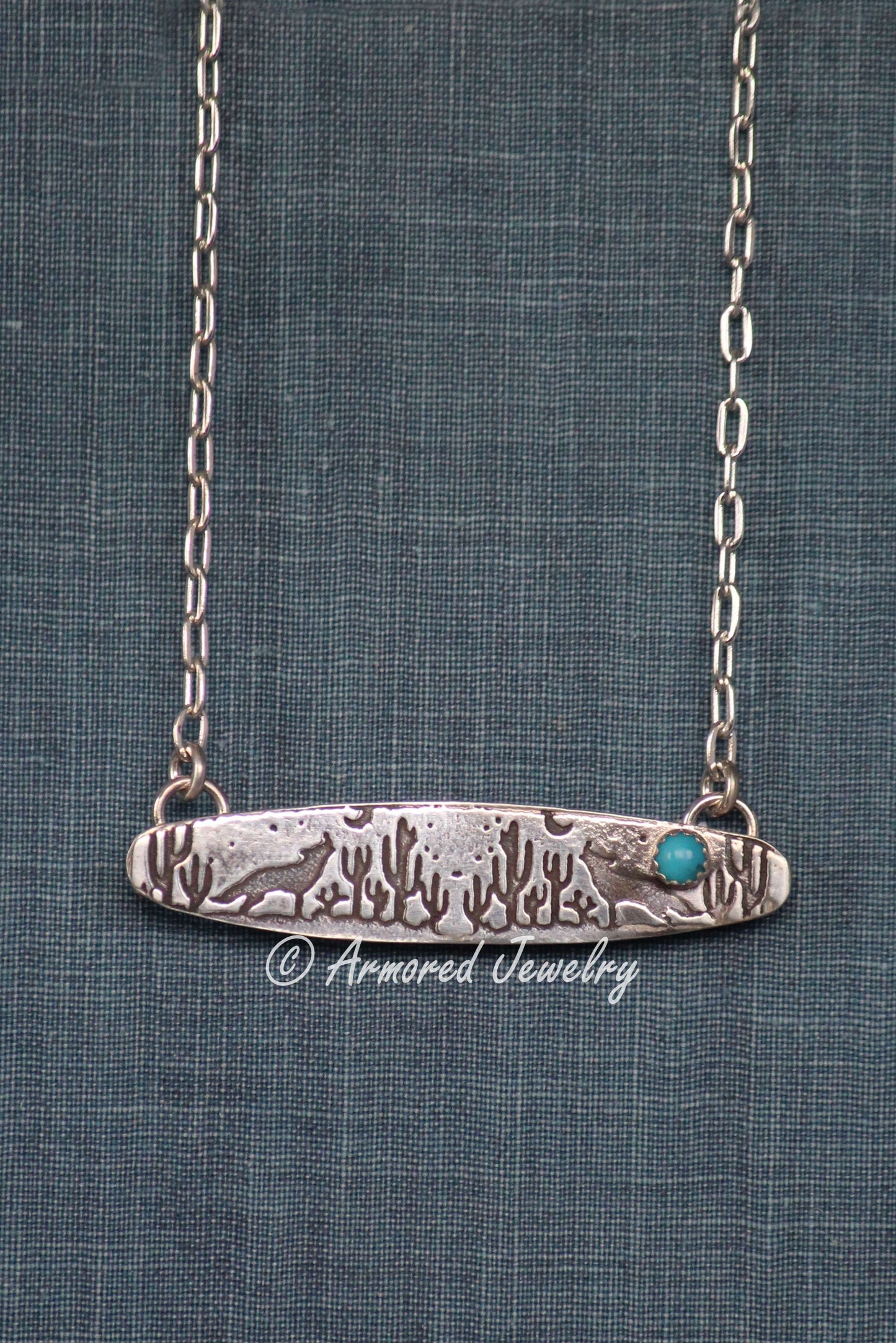 Sterling Silver Desert Landscape #2 Turquoise Necklace