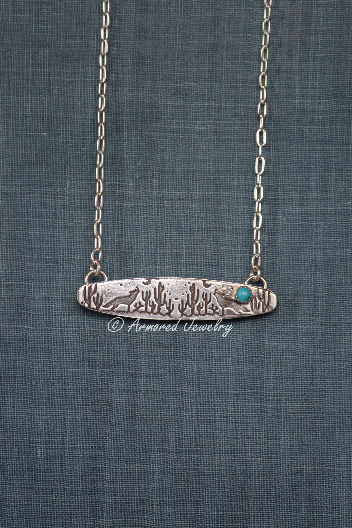 Sterling Silver Desert Landscape #2 Turquoise Necklace