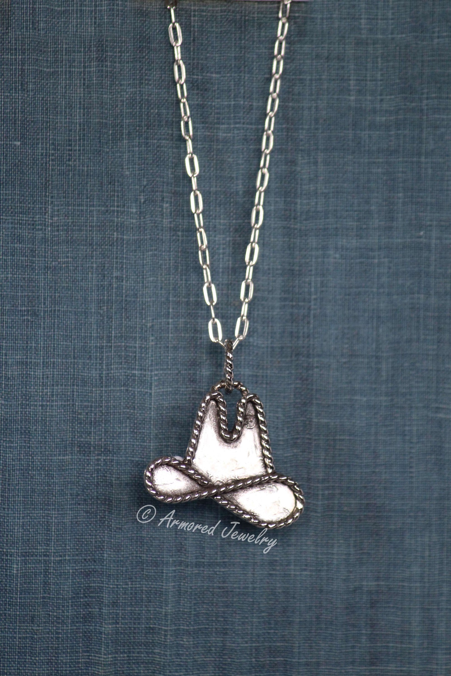 Sterling Silver Cowboy Cowgirl Hat Necklace