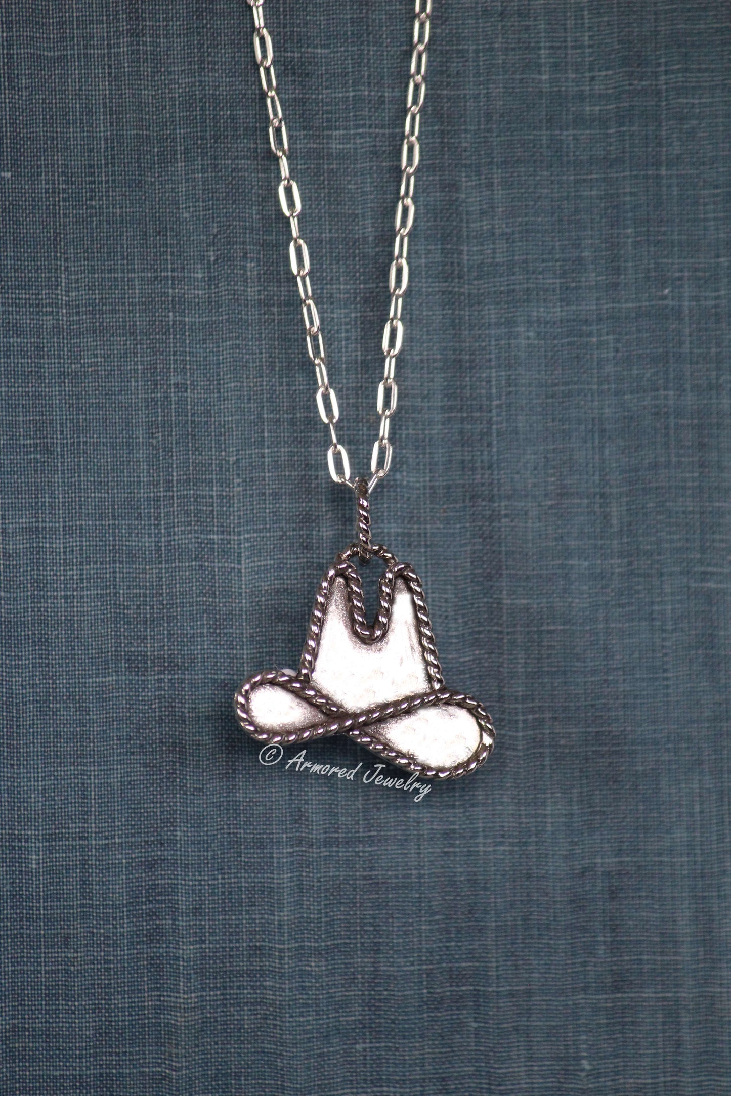 Sterling Silver Cowboy Cowgirl Hat Necklace