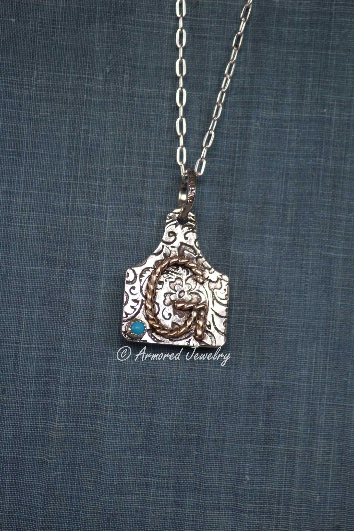 Sterling Silver Custom Initial cattle tag Necklace