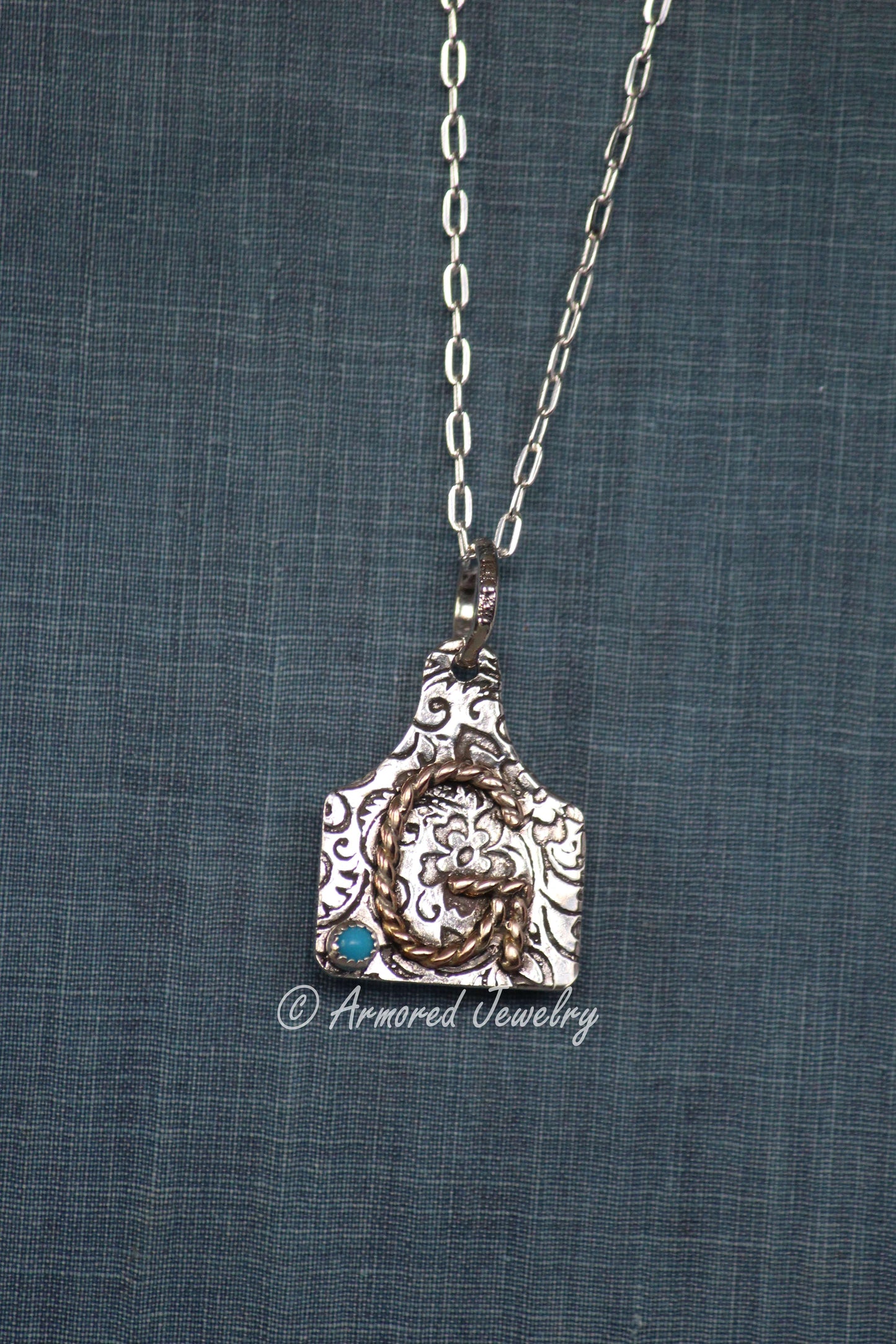 Sterling Silver Custom Initial cattle tag Necklace