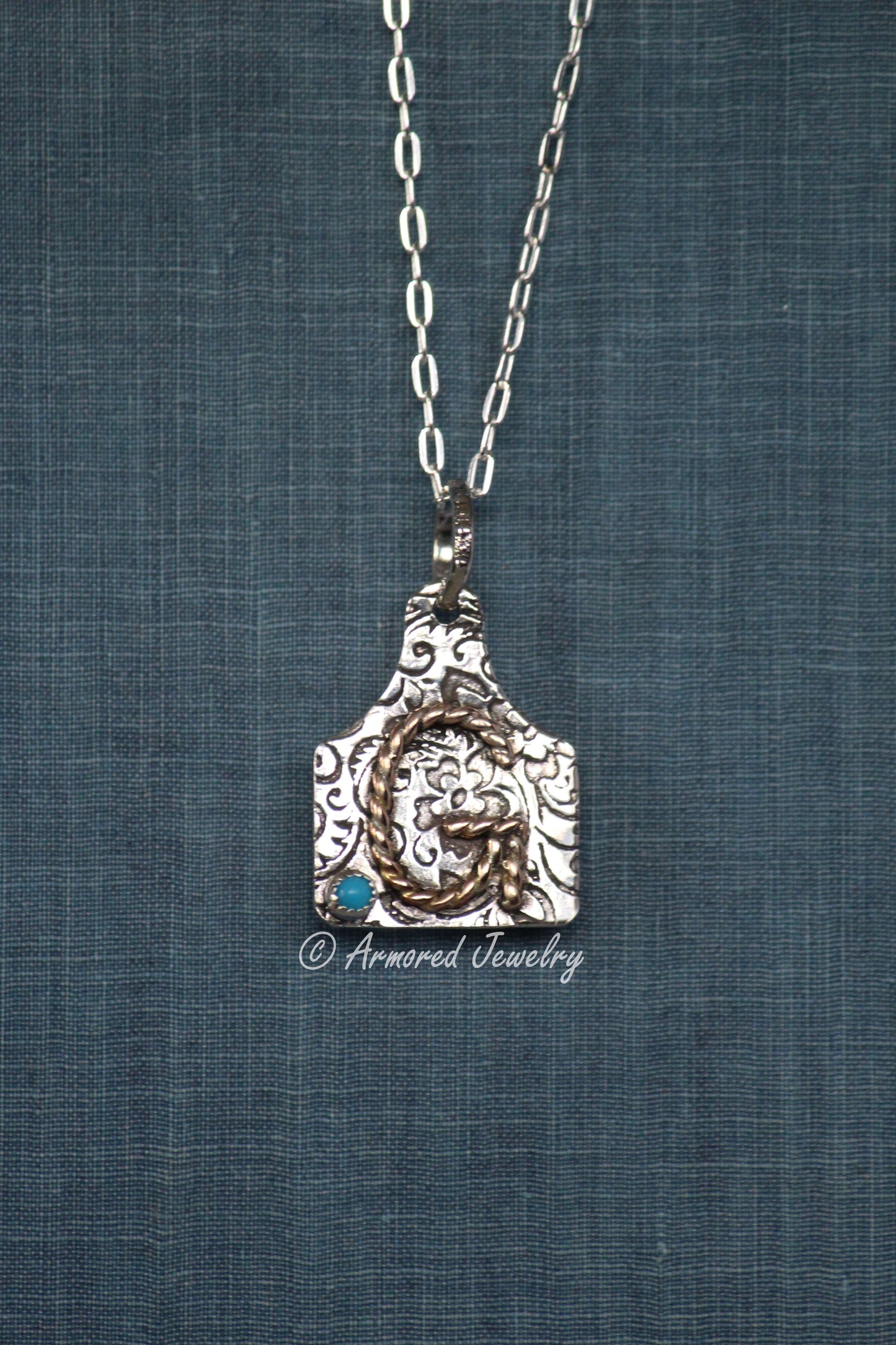Sterling Silver Custom Initial cattle tag Necklace
