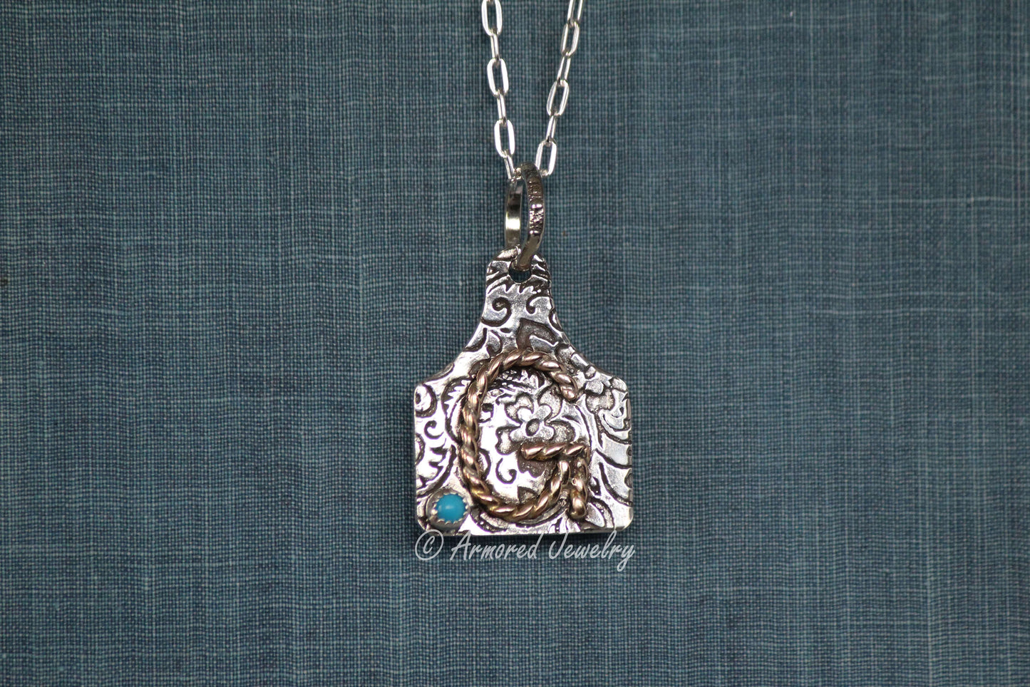 Sterling Silver Custom Initial cattle tag Necklace
