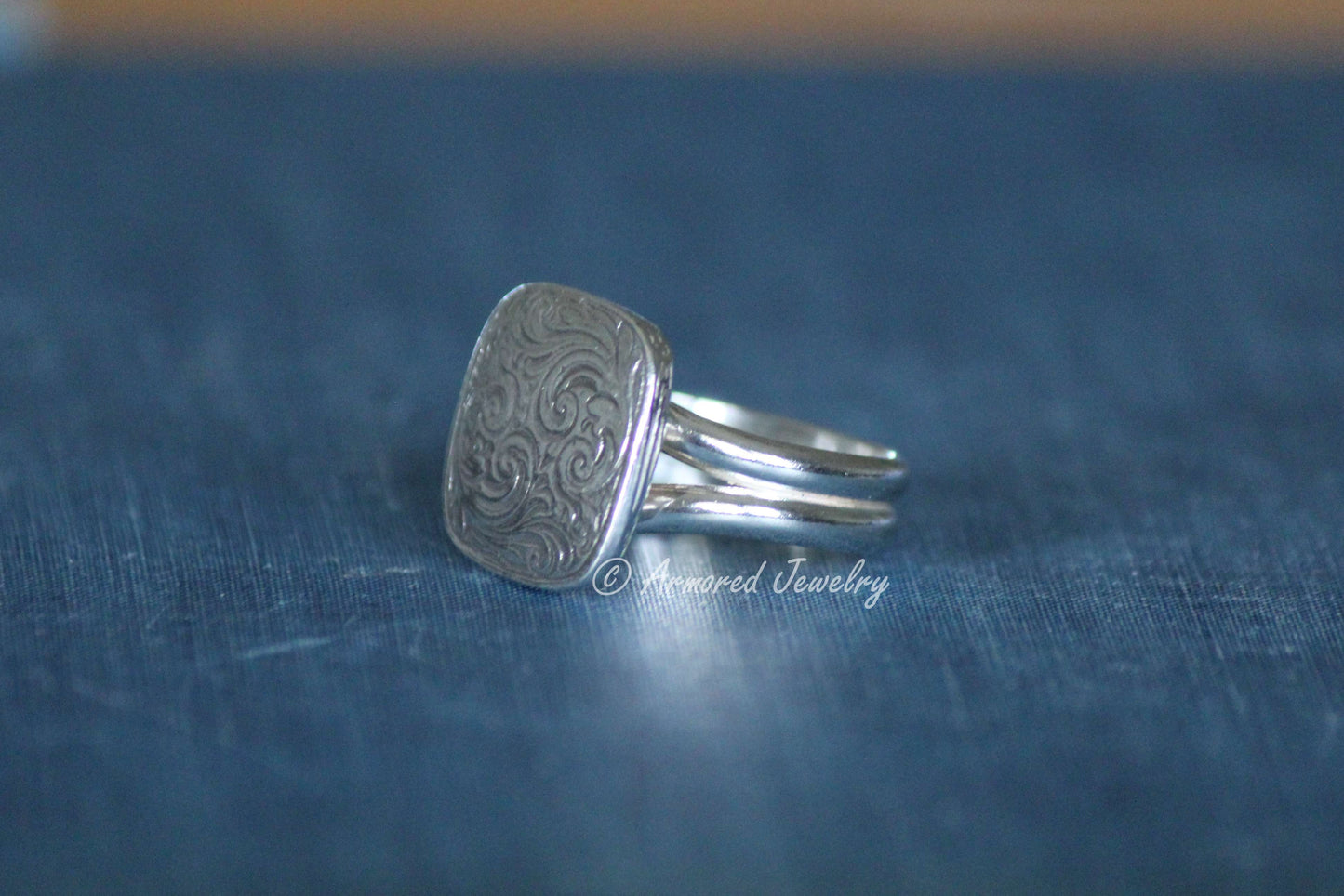 Sterling Silver Engraved Mini Buckle Ring
