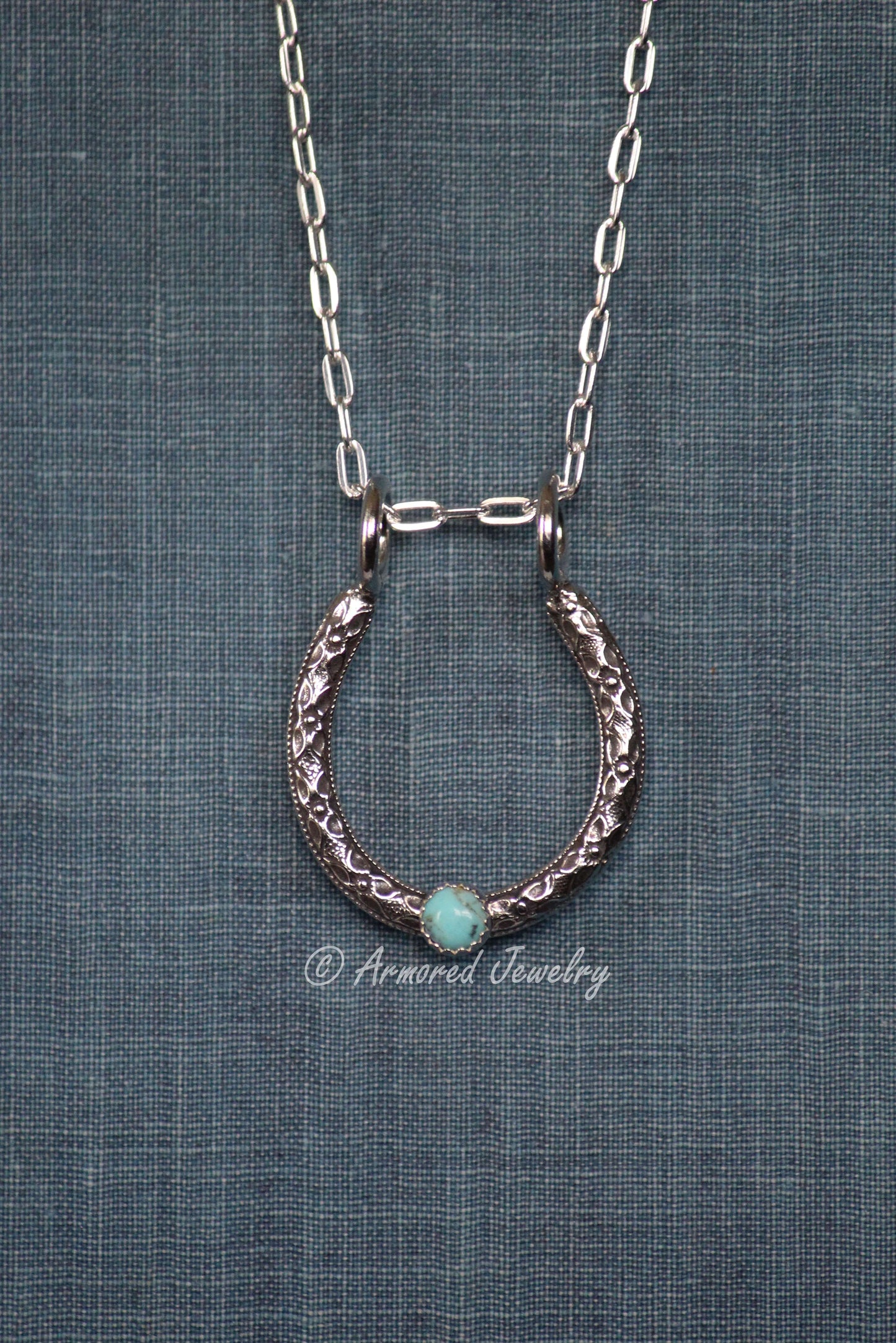 Sterling Silver Flowered Horseshoe Ring Holder Necklace
