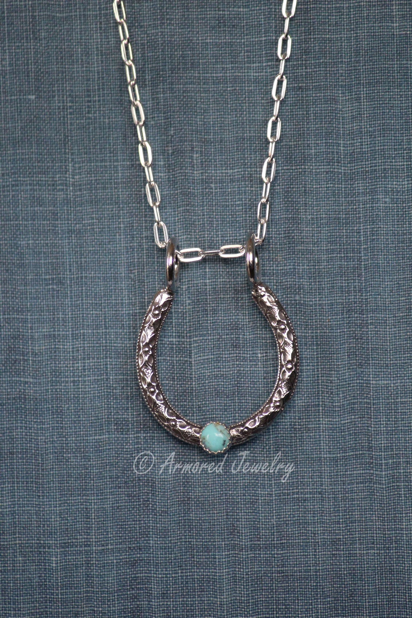 Sterling Silver Flowered Horseshoe Ring Holder Necklace
