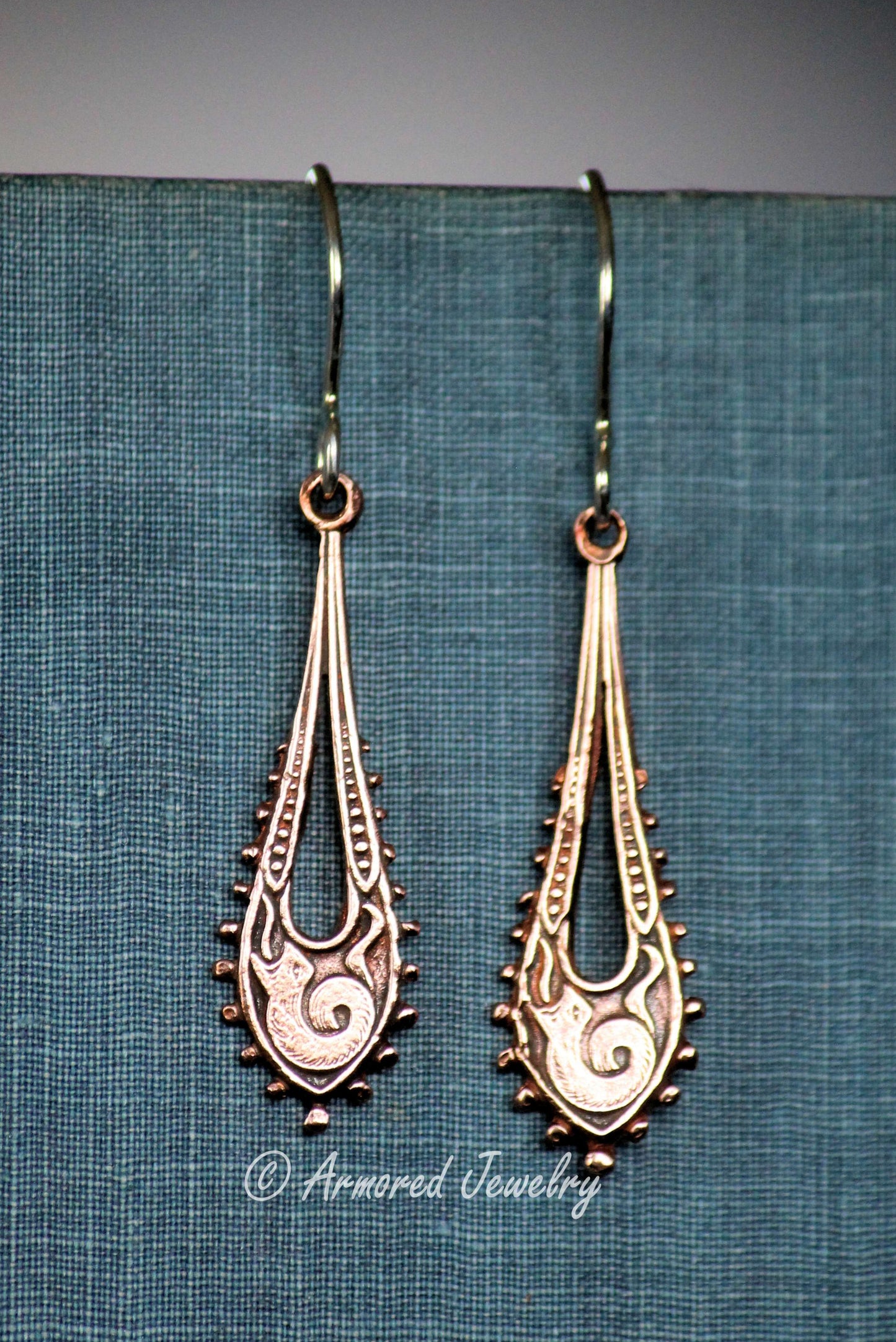 Mixed metals snake serpent chandelier earrings