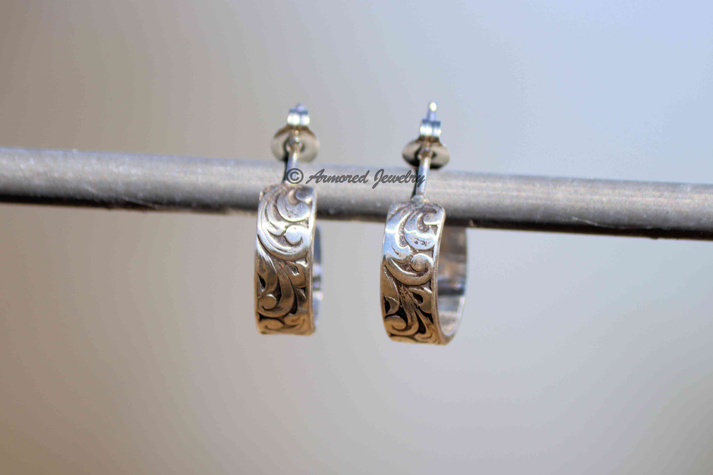 Sterling Silver MINI Engraved Hoop Earrings