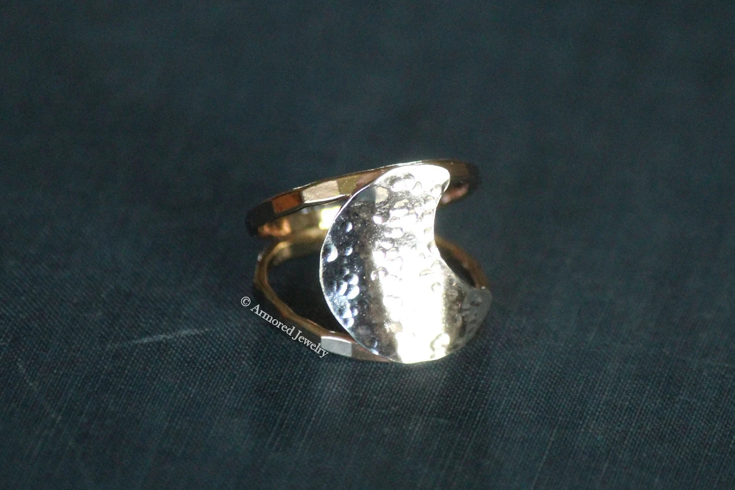 Double Gold Filled Band Moon Ring