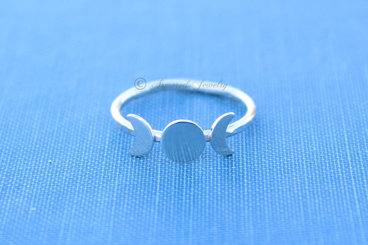 Sterling Silver Triple Goddess Crescent Moon Ring