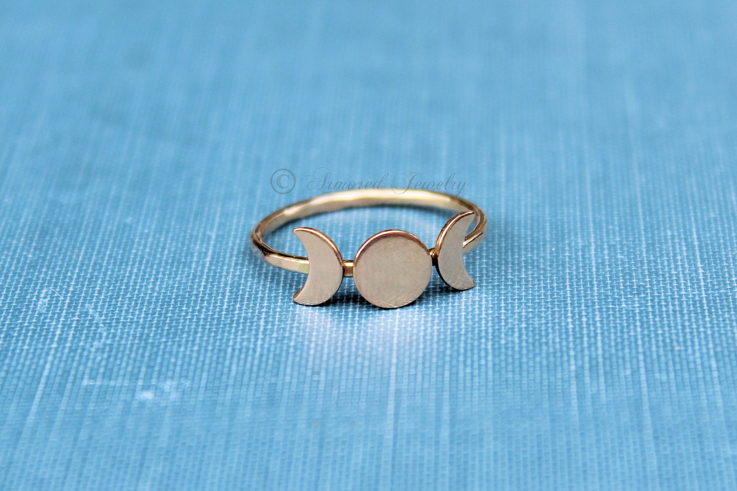 Yellow Gold Filled Triple Goddess Crescent Moon Ring