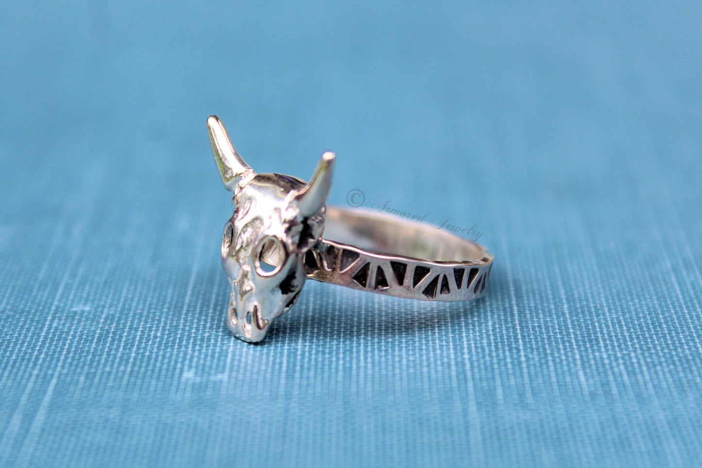 Sterling Silver Steer Head Skull Longhorn Ring