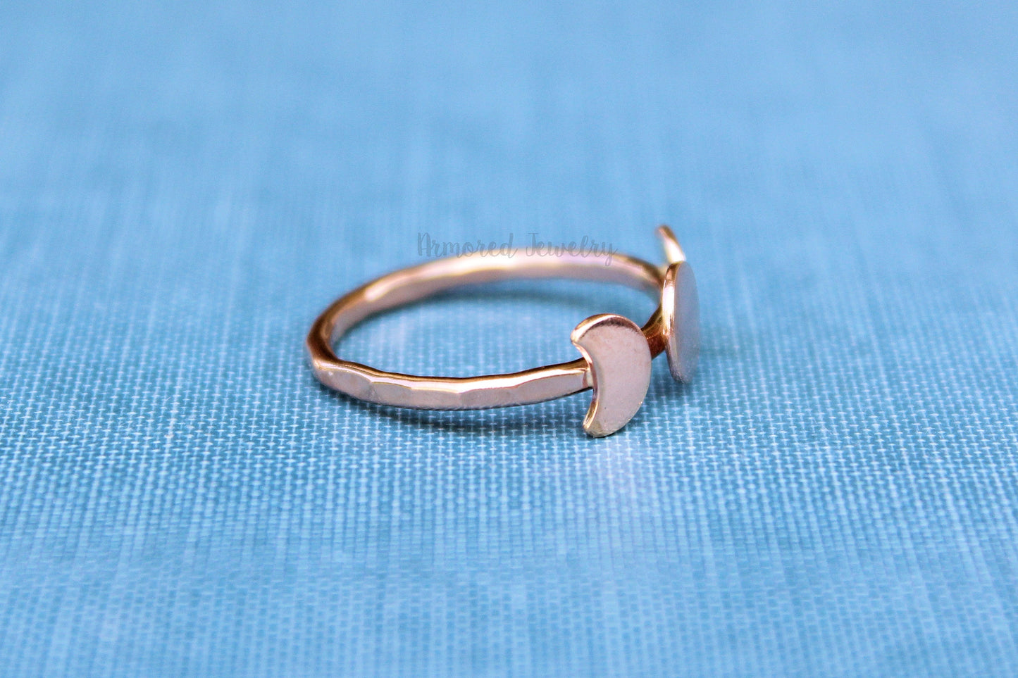 Rose Gold Filled Triple Goddess Crescent Moon Ring