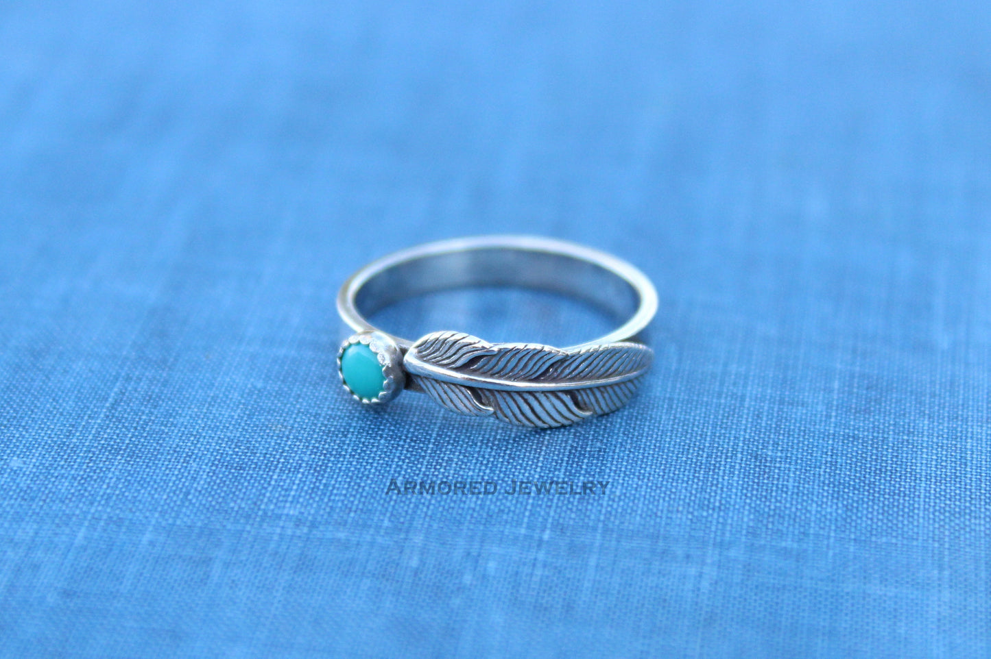 Sterling Silver Turquoise Feather Ring