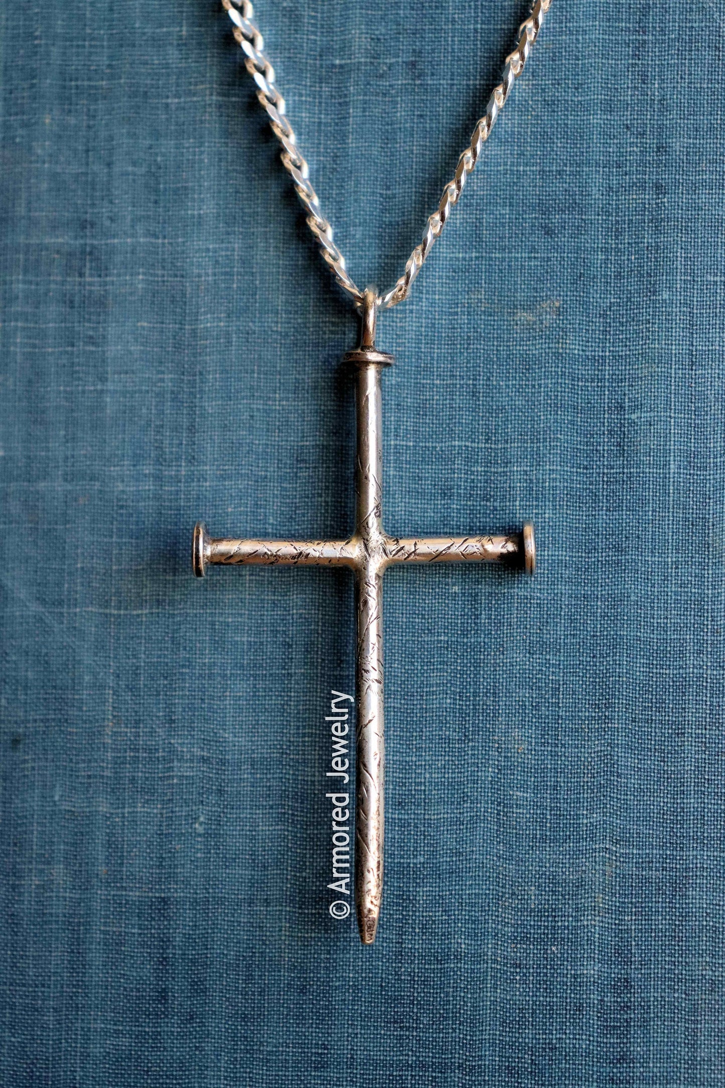Sterling Silver Triple Nail Cross Necklace