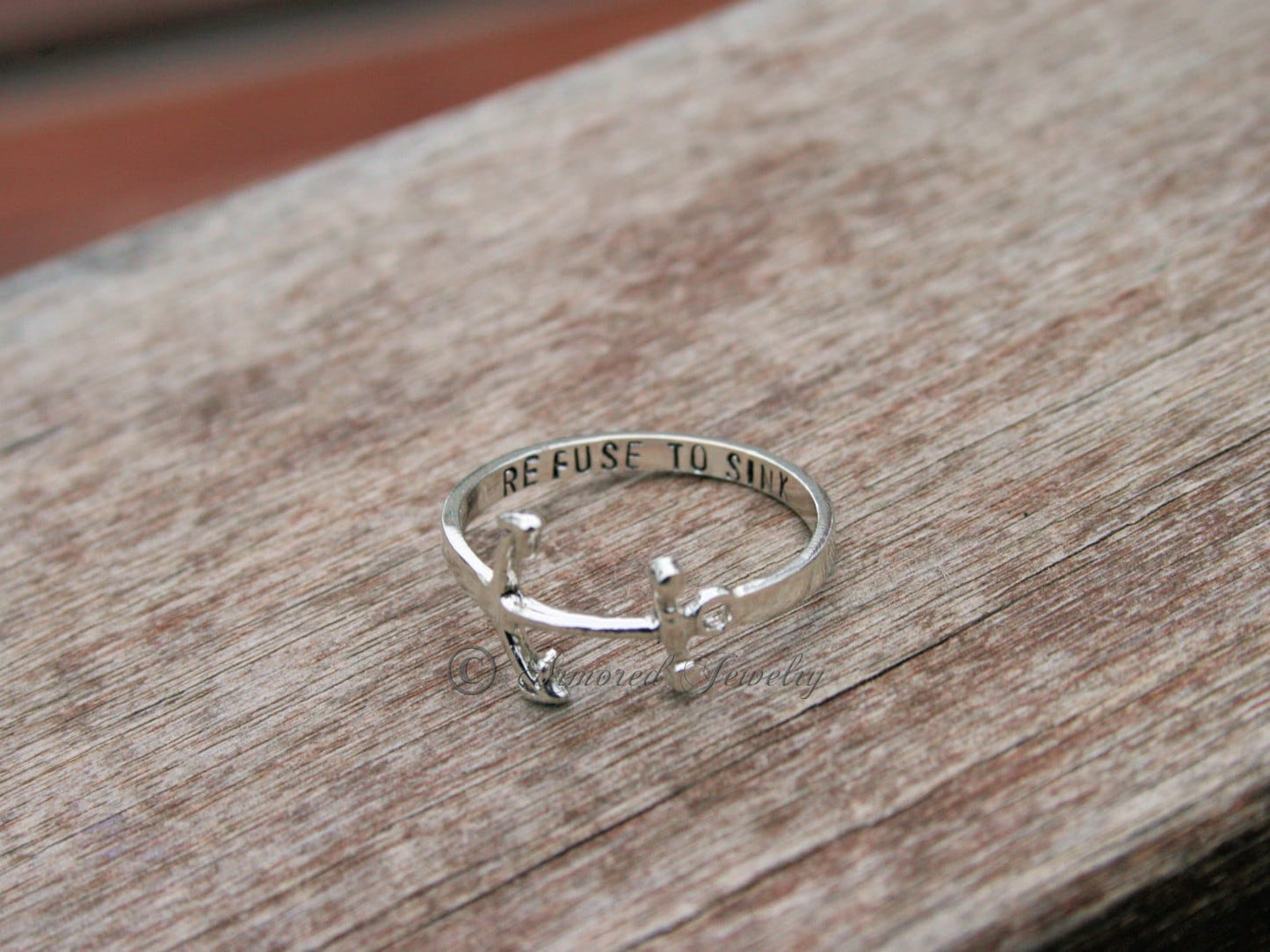 Sterling Silver Personalized Anchor ring