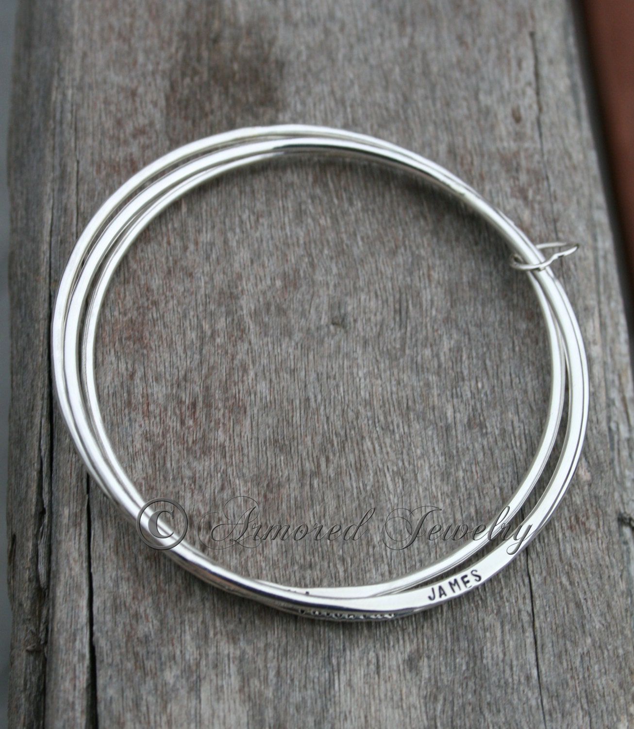 Sterling Silver Personalized Custom Name Bangle Bracelet