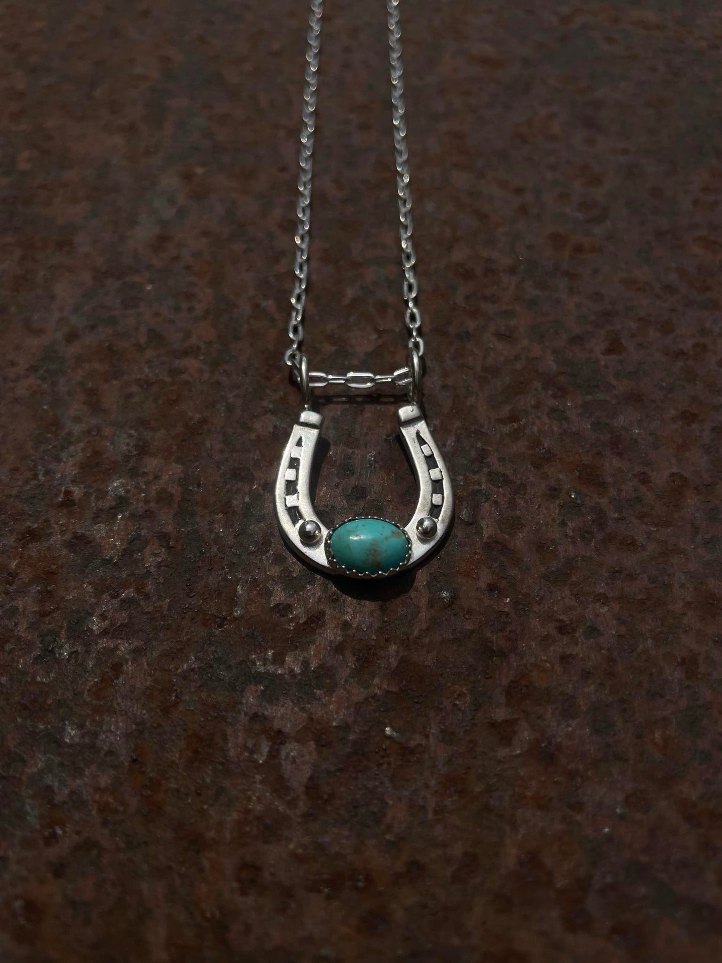 Sterling Silver Horseshoe & Turquoise Necklace