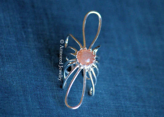 Sterling Silver Sunflower Sunstone Wrap around Ring