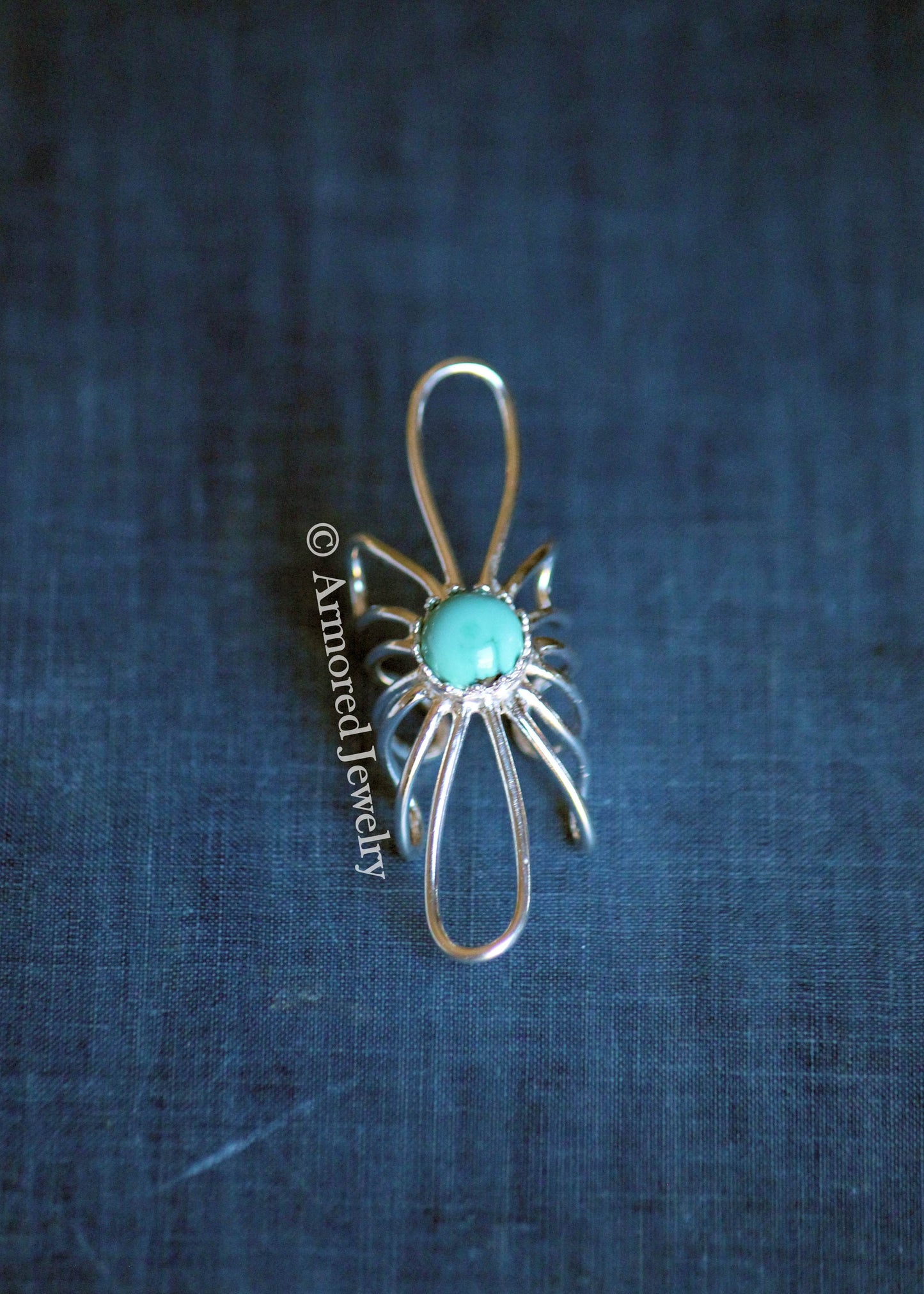 Sterling Silver Sunflower Turquoise Wrap around Ring